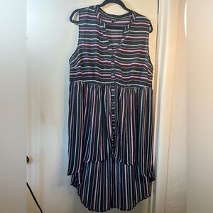 Torrid Black Striped Dress with Pink and Blue Accents